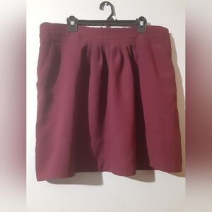 a new day Burgundy Skirt Elastic Waist Mid Gathered Pleat Design Size 2X Boho